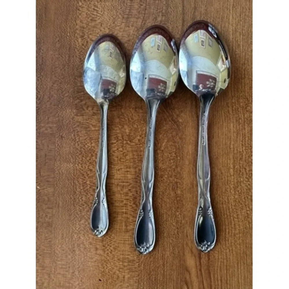 Superior Chapel Hill Stainless USA Spoons Set of‎ 3 Floral Silverware Flatware